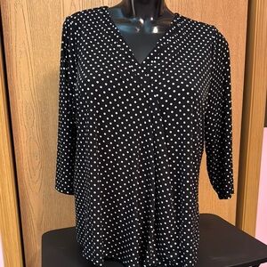 Lane Bryant Black top with white polka dots